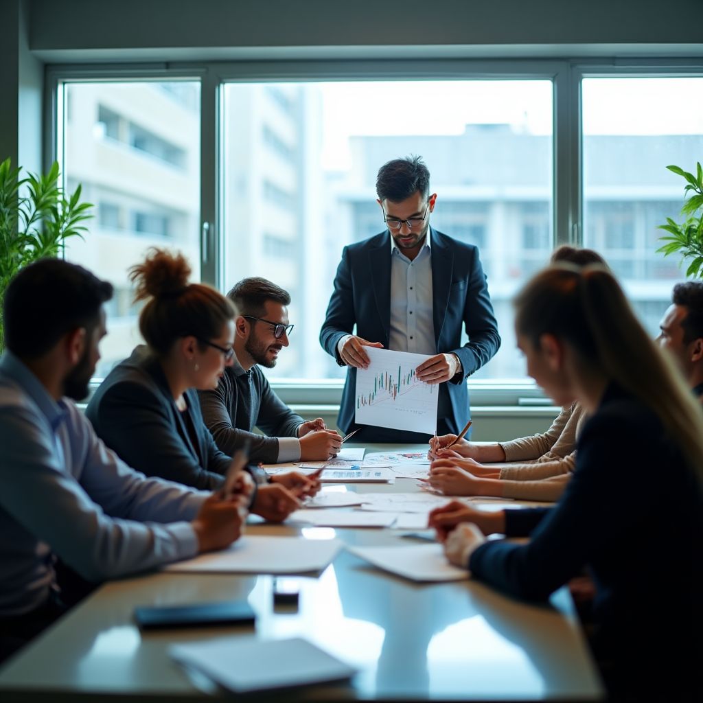 Equipo de Psicología del Dinero Argentina reunido en oficina moderna